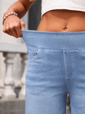 TACVASEN Light Blue Women's High Waisted Slimming High Elasticity Casual Denim Pants