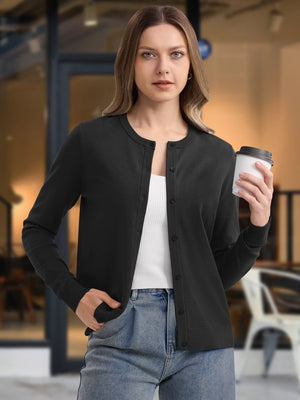 TACVASEN Black Women's Lightweight Cardigan Sweaters