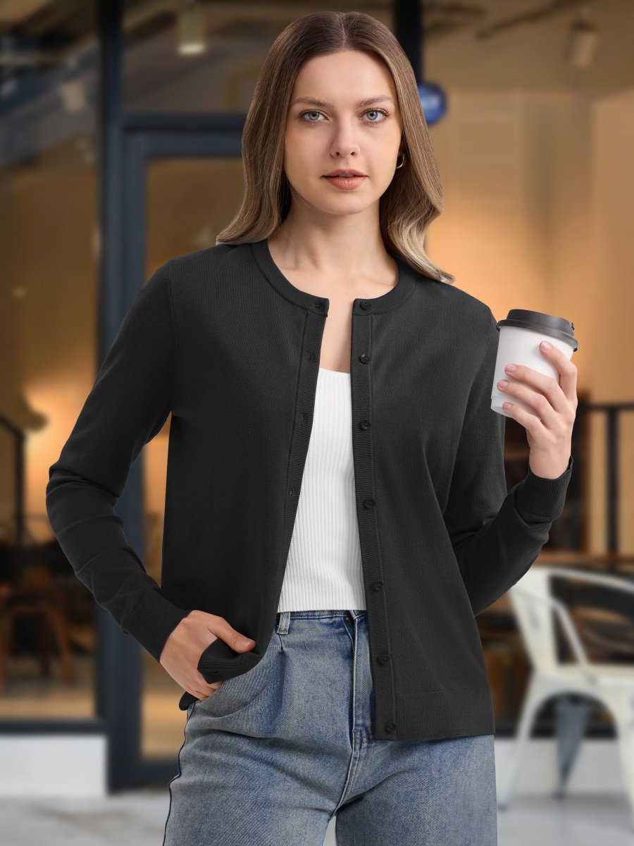 TACVASEN Black Women's Lightweight Cardigan Sweaters