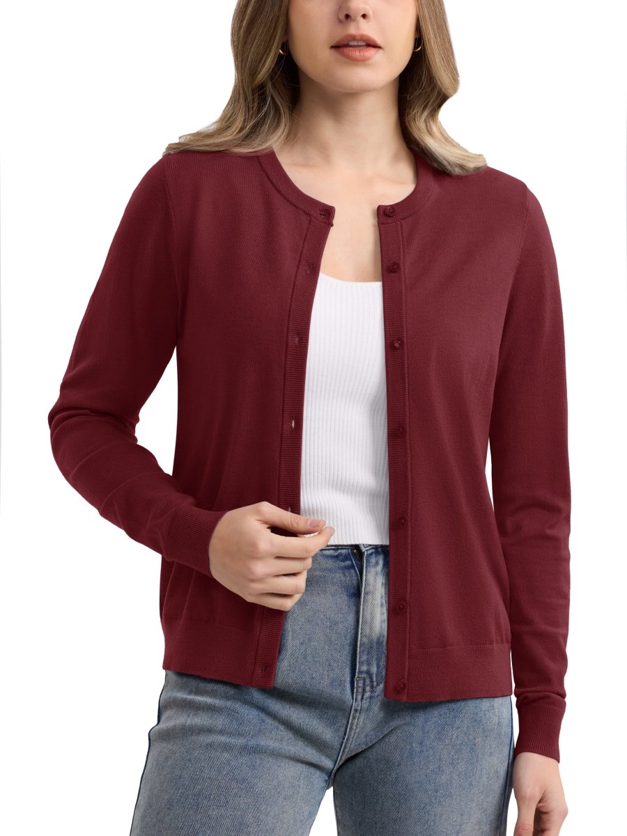 TACVASEN Wine Red Women's Lightweight Cardigan Sweaters