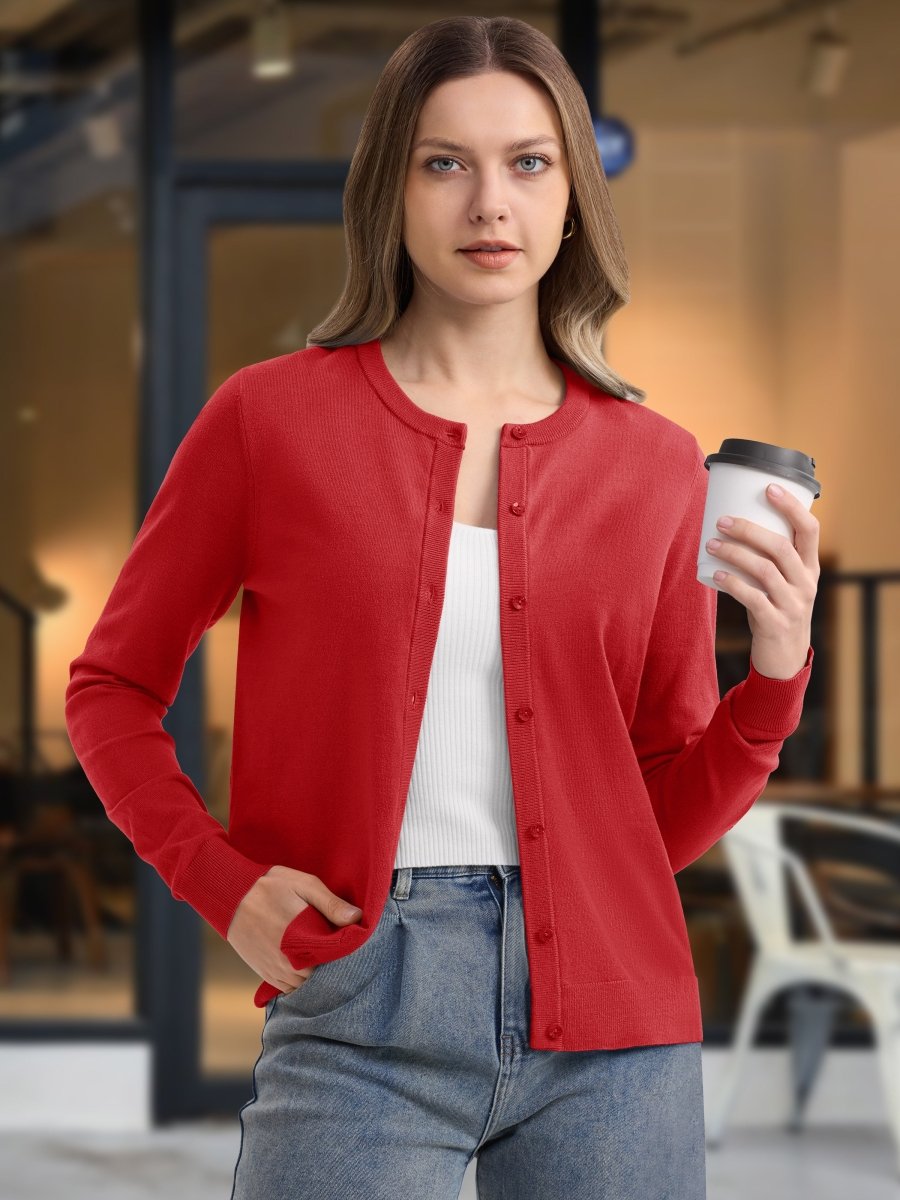 TACVASEN Tomato Women's Lightweight Cardigan Sweaters