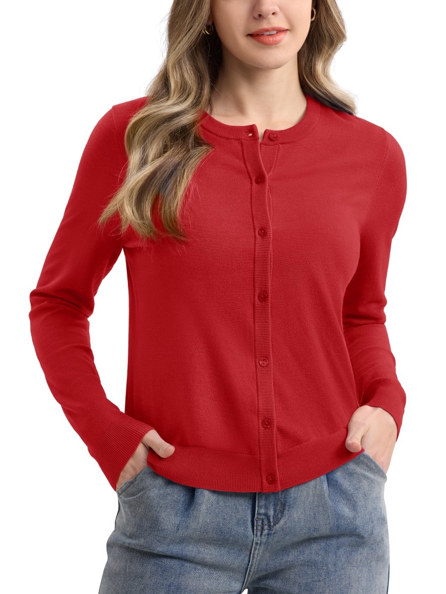 TACVASEN Tomato Women's Lightweight Cardigan Sweaters