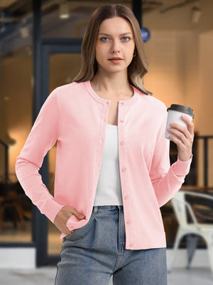 TACVASEN Light Pink Women's Lightweight Cardigan Sweaters