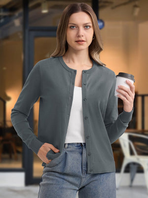 TACVASEN Dark Grey Women's Lightweight Cardigan Sweaters