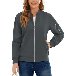 TACVASEN Dark Grey Women's Lightweight Casual Windbreaker Bomber Jackets