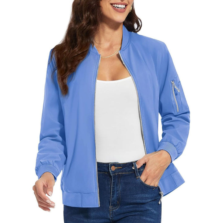 Women's Lightweight Casual Windbreaker Bomber Jackets - Women's Jackets
