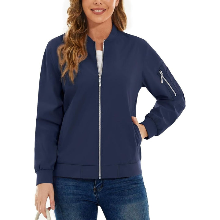 Women's Lightweight Casual Windbreaker Bomber Jackets - Women's Jackets