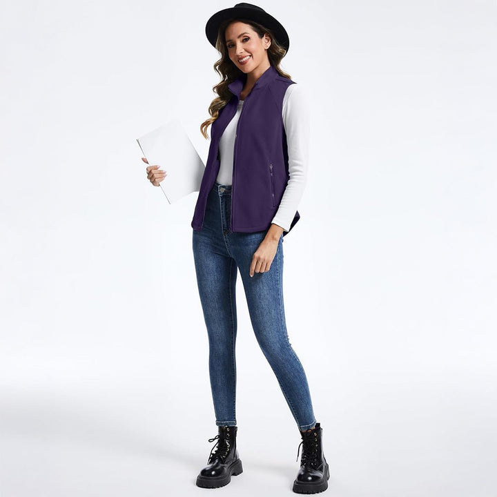 Women's Lightweight Full Zip Outerwear Warm Fleece Vest - AT24W4226