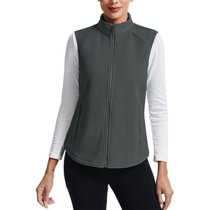 TACVASEN Dark Gray Women's Lightweight Full Zip Outerwear Warm Fleece Vest