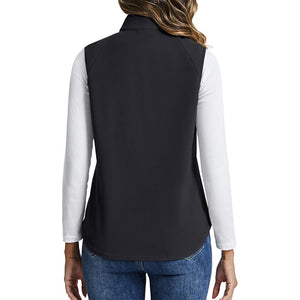 TACVASEN Black Women's Lightweight Full Zip Outerwear Warm Fleece Vest