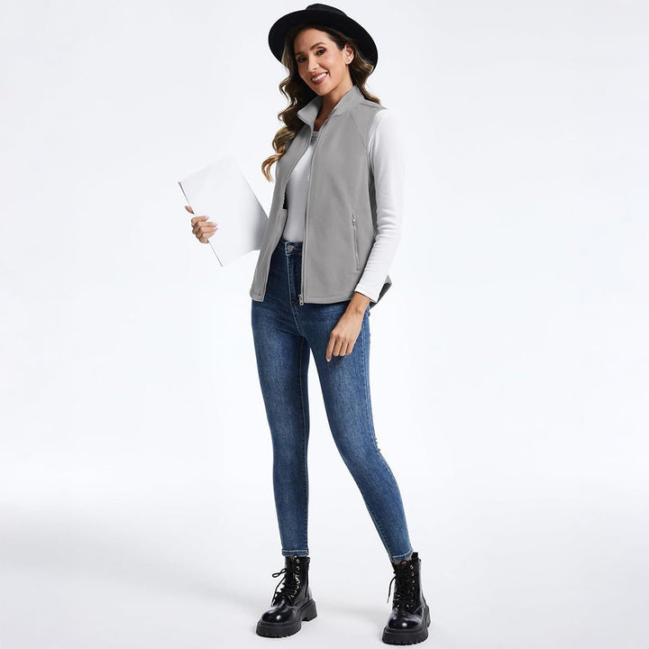 Women's Lightweight Full Zip Outerwear Warm Fleece Vest - AT24W4226