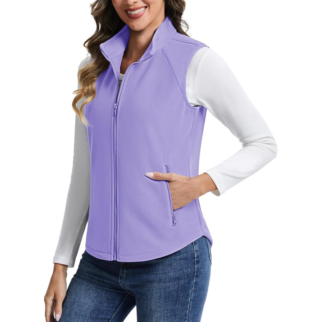 TACVASEN Light Purple Women's Lightweight Full Zip Outerwear Warm Fleece Vest