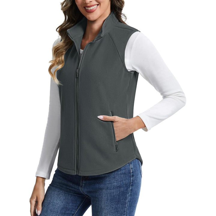 Women's Lightweight Full Zip Outerwear Warm Fleece Vest - AT24W4226