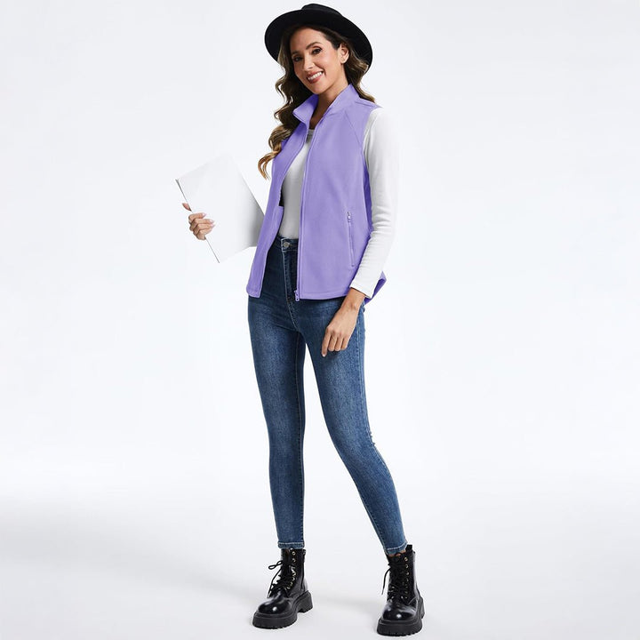 Women's Lightweight Full Zip Outerwear Warm Fleece Vest - AT24W4226