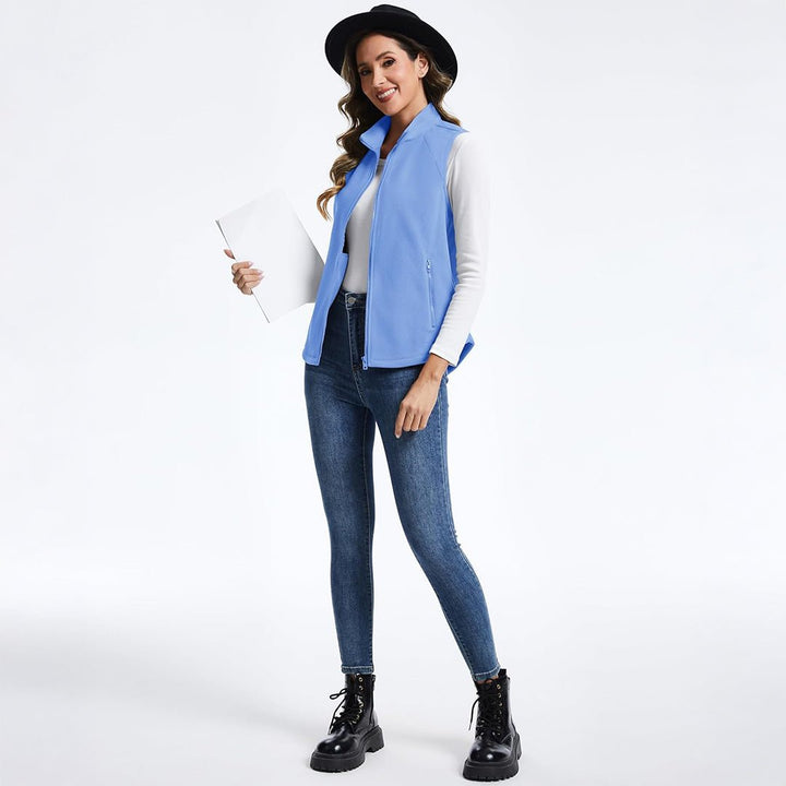 Women's Lightweight Full Zip Outerwear Warm Fleece Vest - AT24W4226