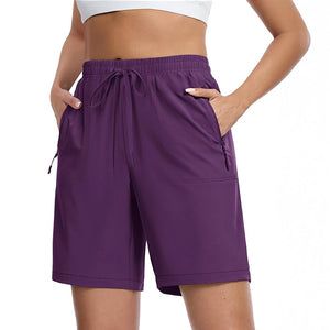 TACVASEN Purple Red Women's Lightweight Hiking Shorts Quick Dry with Pockets