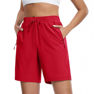 TACVASEN Tomato Red Women's Lightweight Hiking Shorts Quick Dry with Pockets
