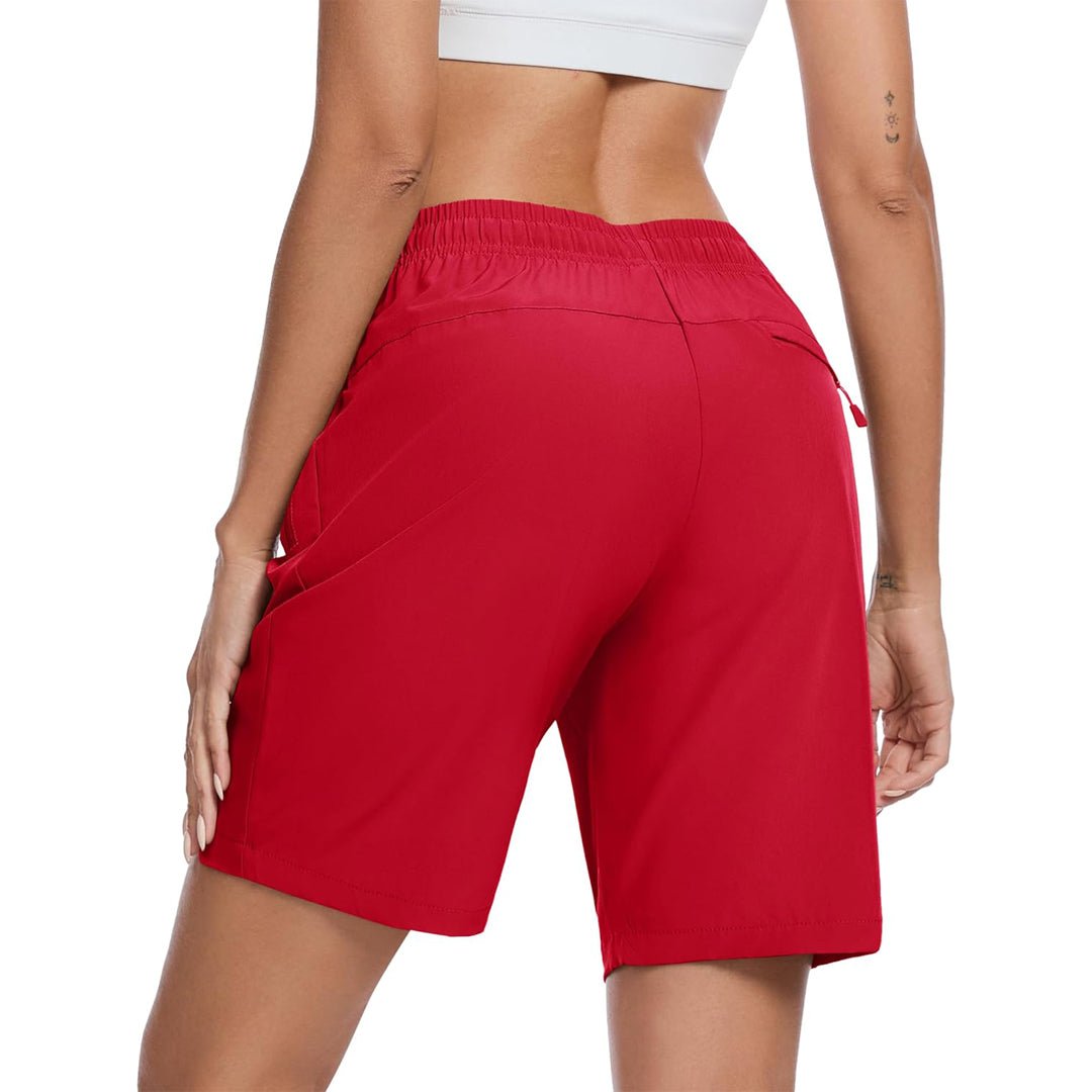 TACVASEN Tomato Red Women's Lightweight Hiking Shorts Quick Dry with Pockets