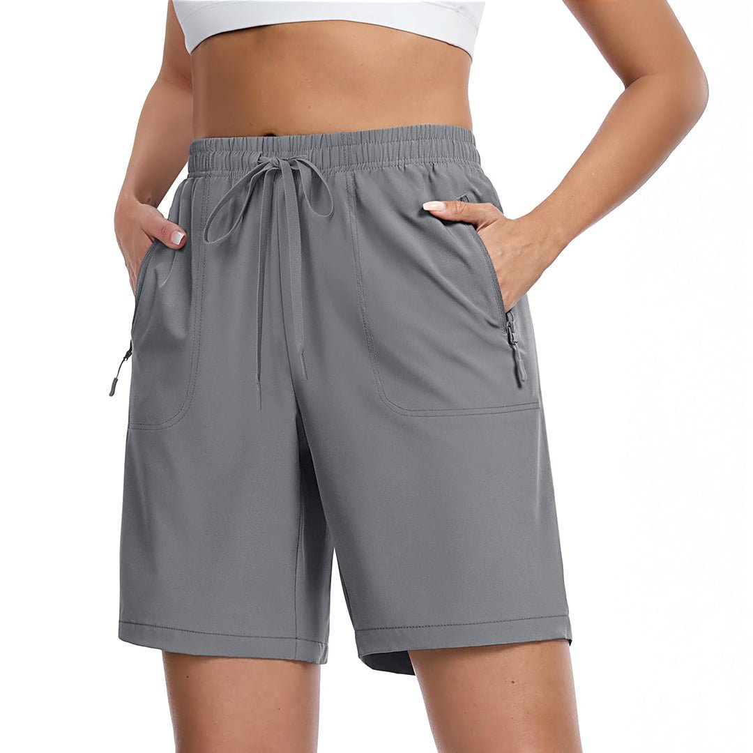TACVASEN Light Grey Women's Lightweight Hiking Shorts Quick Dry with Pockets