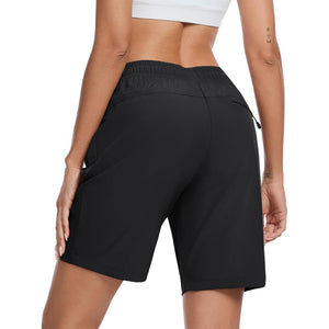 TACVASEN Black Women's Lightweight Hiking Shorts Quick Dry with Pockets