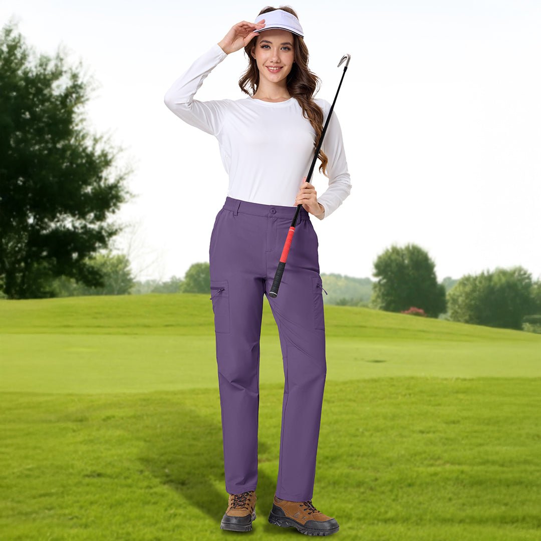 TACVASEN Dark Purple Women's Lightweight Waterproof Hiking Cargo Pants