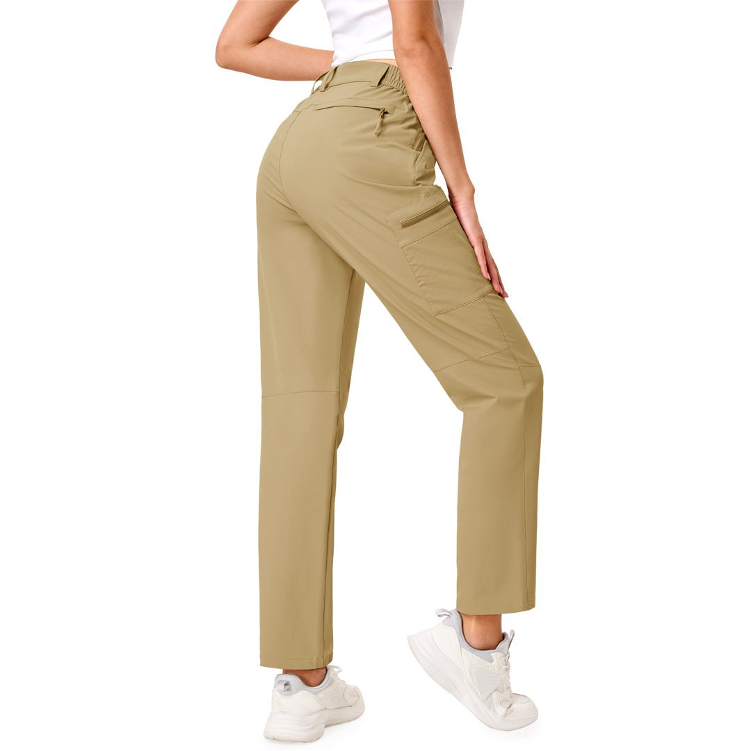 TACVASEN Khaki Women's Lightweight Waterproof Hiking Cargo Pants