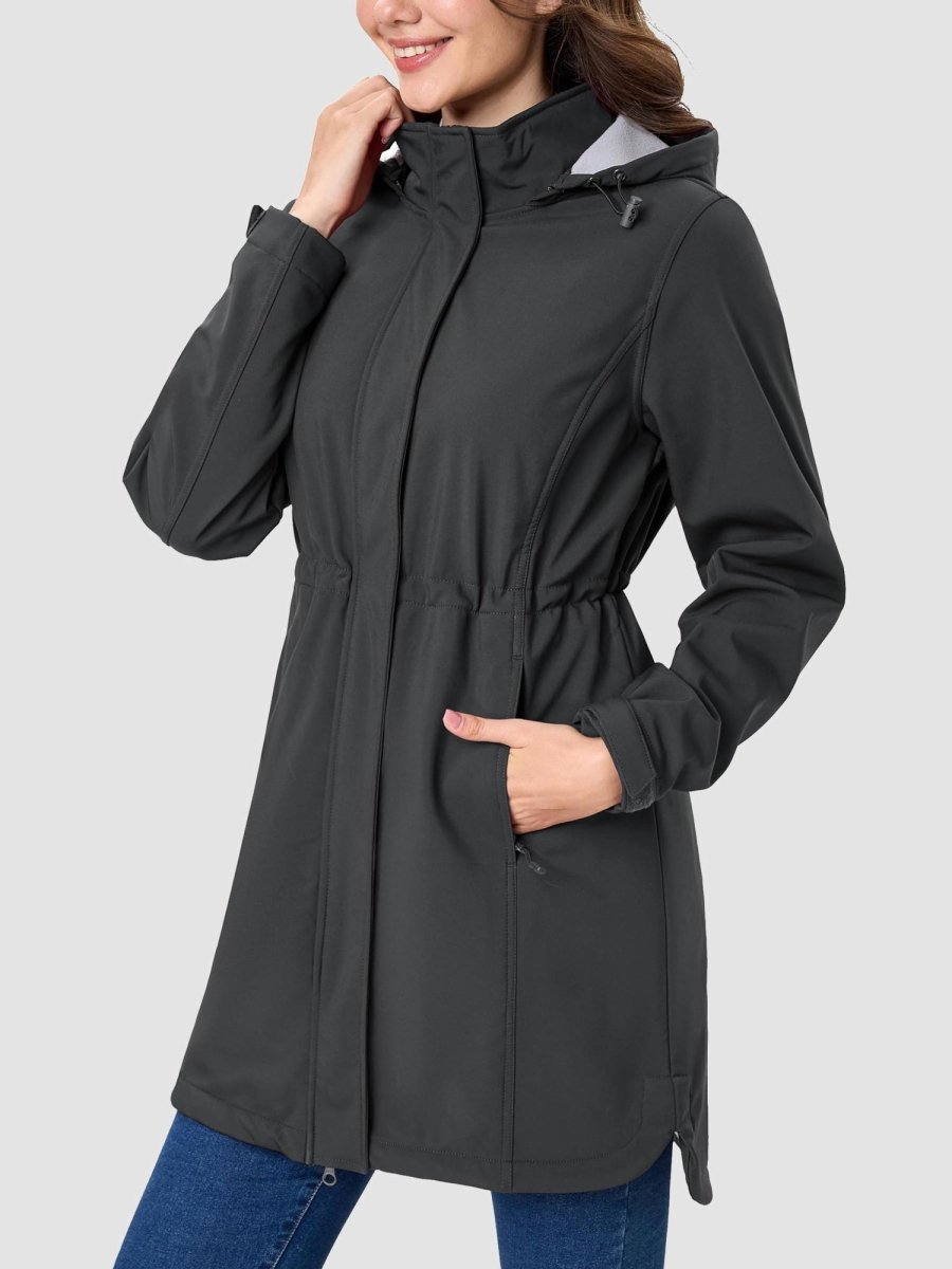TACVASEN Dark Grey Women's Long Fleece Lined Jackets Warm Winter Windbreaker