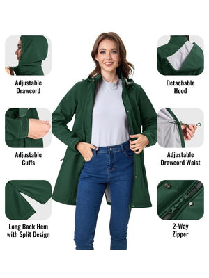 TACVASEN Dark Green Women's Long Fleece Lined Jackets Warm Winter Windbreaker