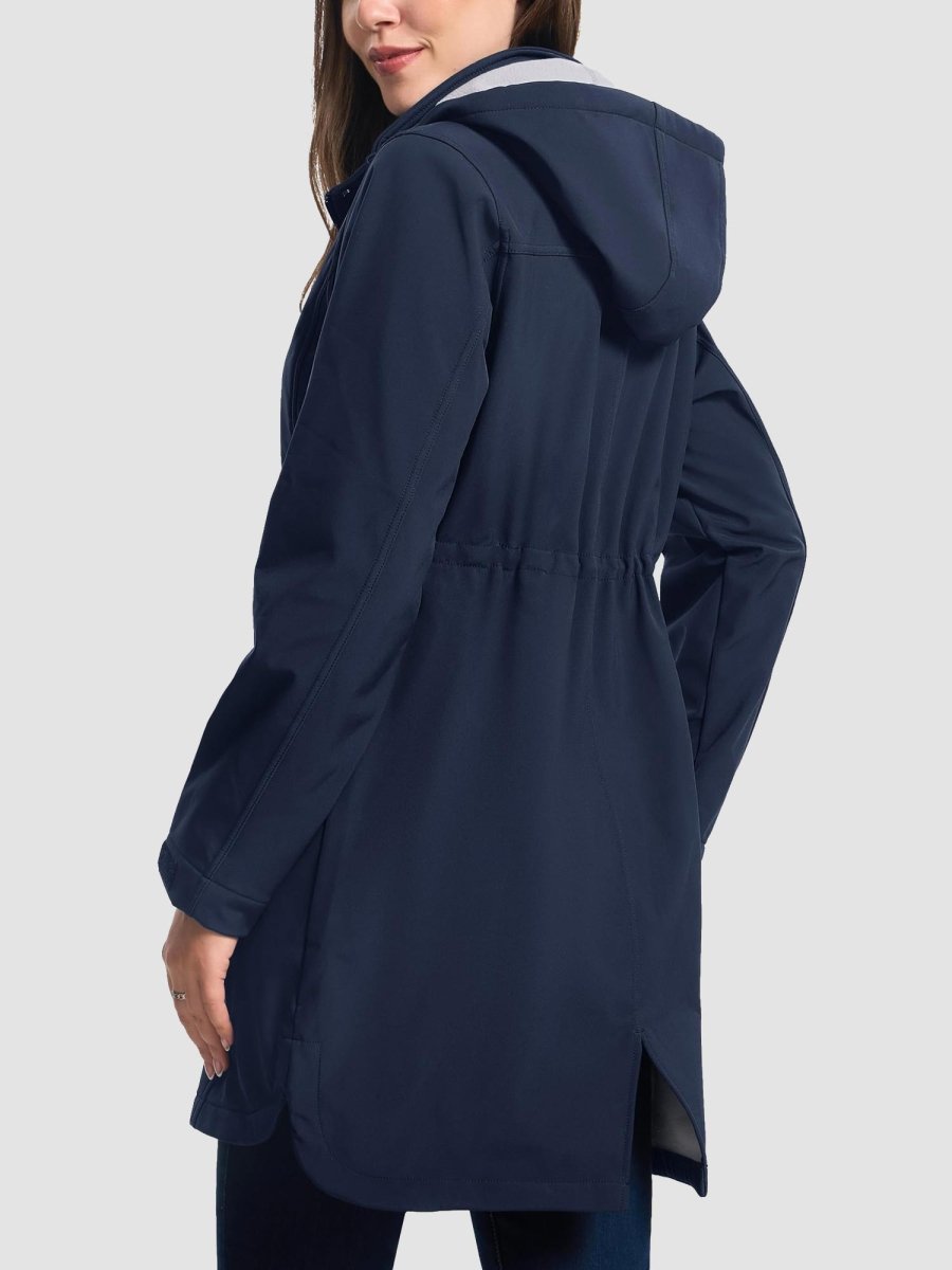 TACVASEN Navy Women's Long Fleece Lined Jackets Warm Winter Windbreaker