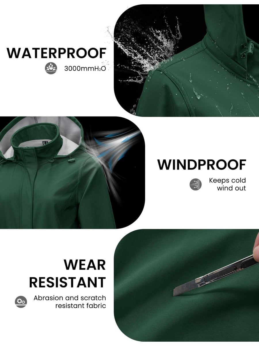 TACVASEN Dark Green Women's Long Fleece Lined Jackets Warm Winter Windbreaker