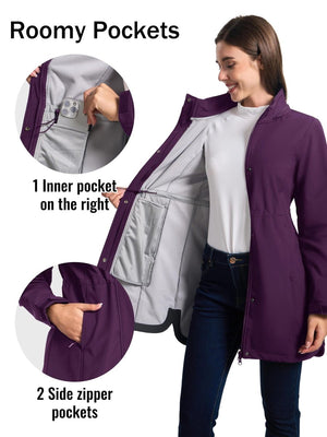 TACVASEN Purple Red Women's Long Fleece Lined Jackets Warm Winter Windbreaker