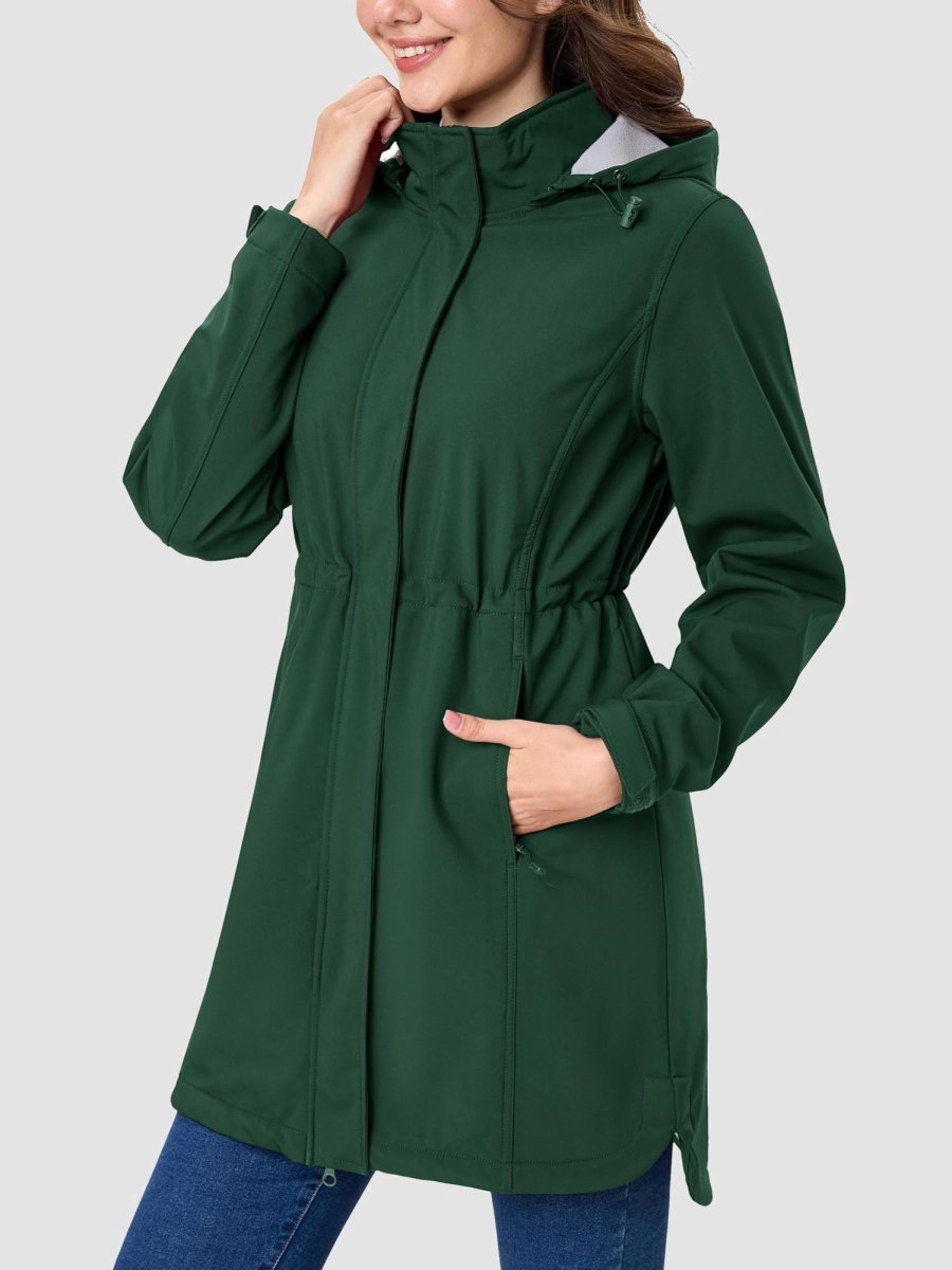 TACVASEN Dark Green Women's Long Fleece Lined Jackets Warm Winter Windbreaker