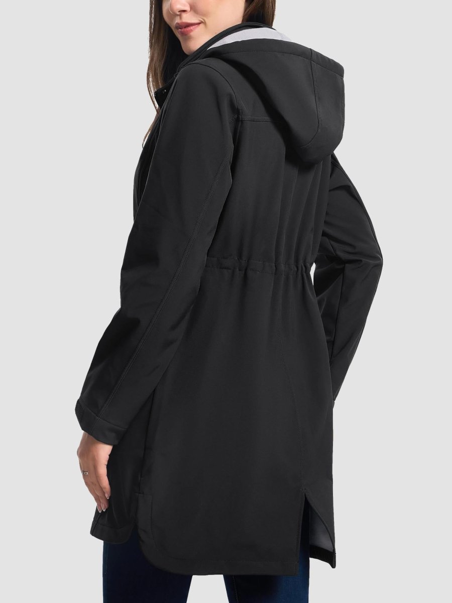 TACVASEN Black Women's Long Fleece Lined Jackets Warm Winter Windbreaker