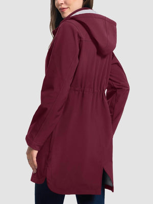 TACVASEN Wine Red Women's Long Fleece Lined Jackets Warm Winter Windbreaker