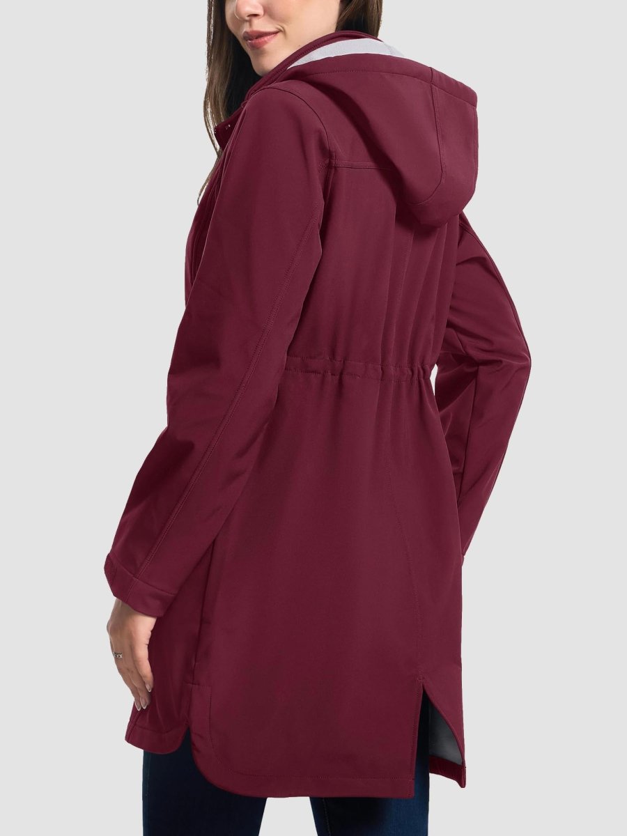 TACVASEN Wine Red Women's Long Fleece Lined Jackets Warm Winter Windbreaker