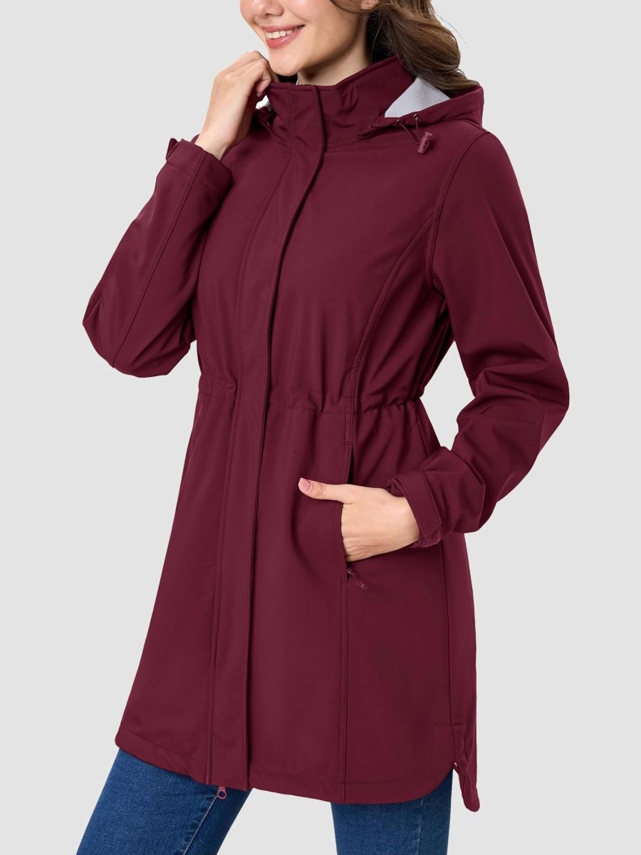 TACVASEN Wine Red Women's Long Fleece Lined Jackets Warm Winter Windbreaker