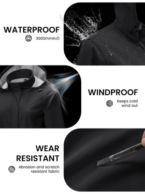 TACVASEN Black Women's Long Fleece Lined Jackets Warm Winter Windbreaker