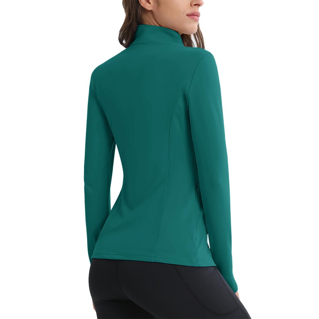 TACVASEN Light Blue Women's Long Sleeve Quarter Zip Running Athletic Top
