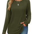 TACVASEN Army Green Women's Long Sleeve Shirts With Thumb Hole