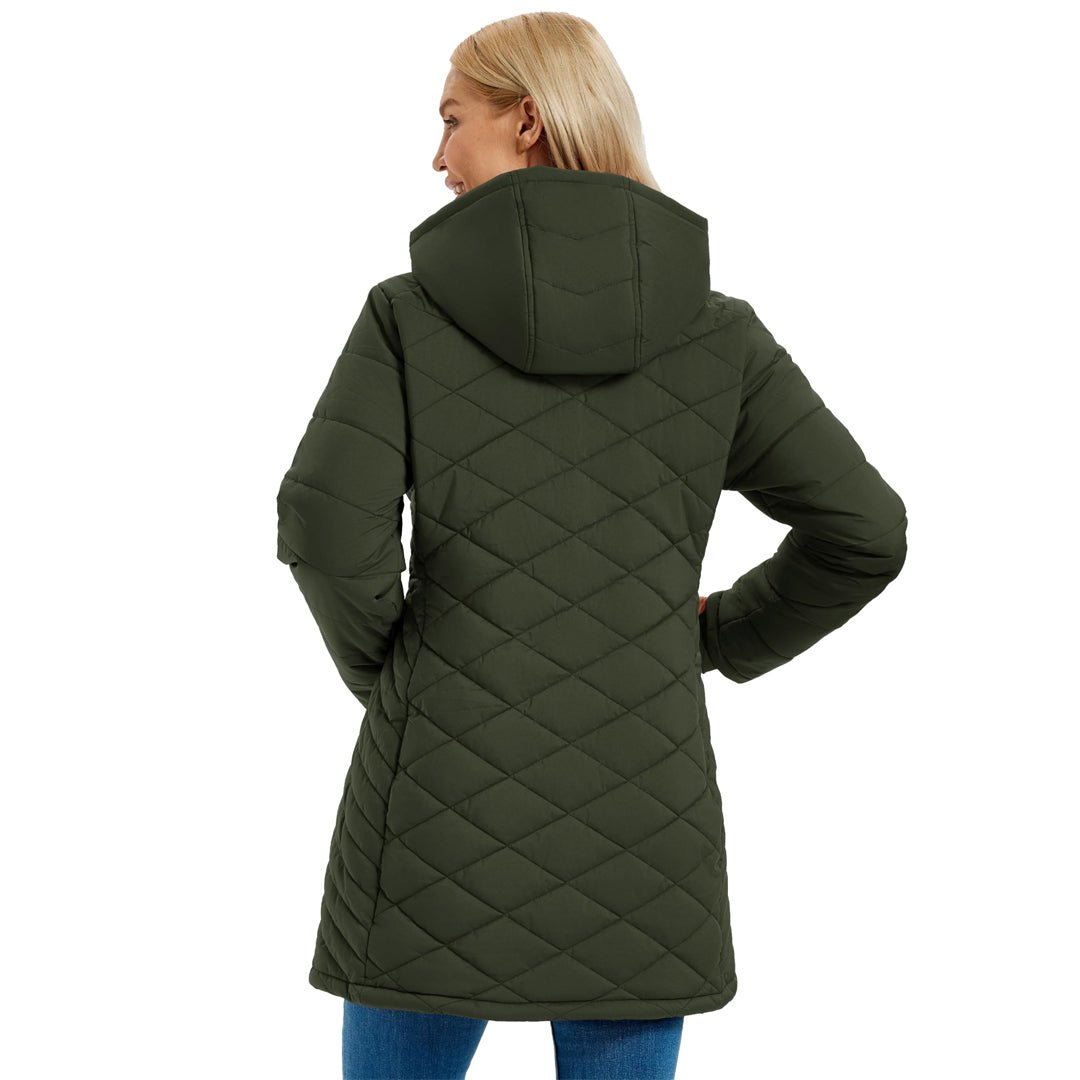 TACVASEN Wine Red Women's Long Waterproof Puffer Jacket with Hood