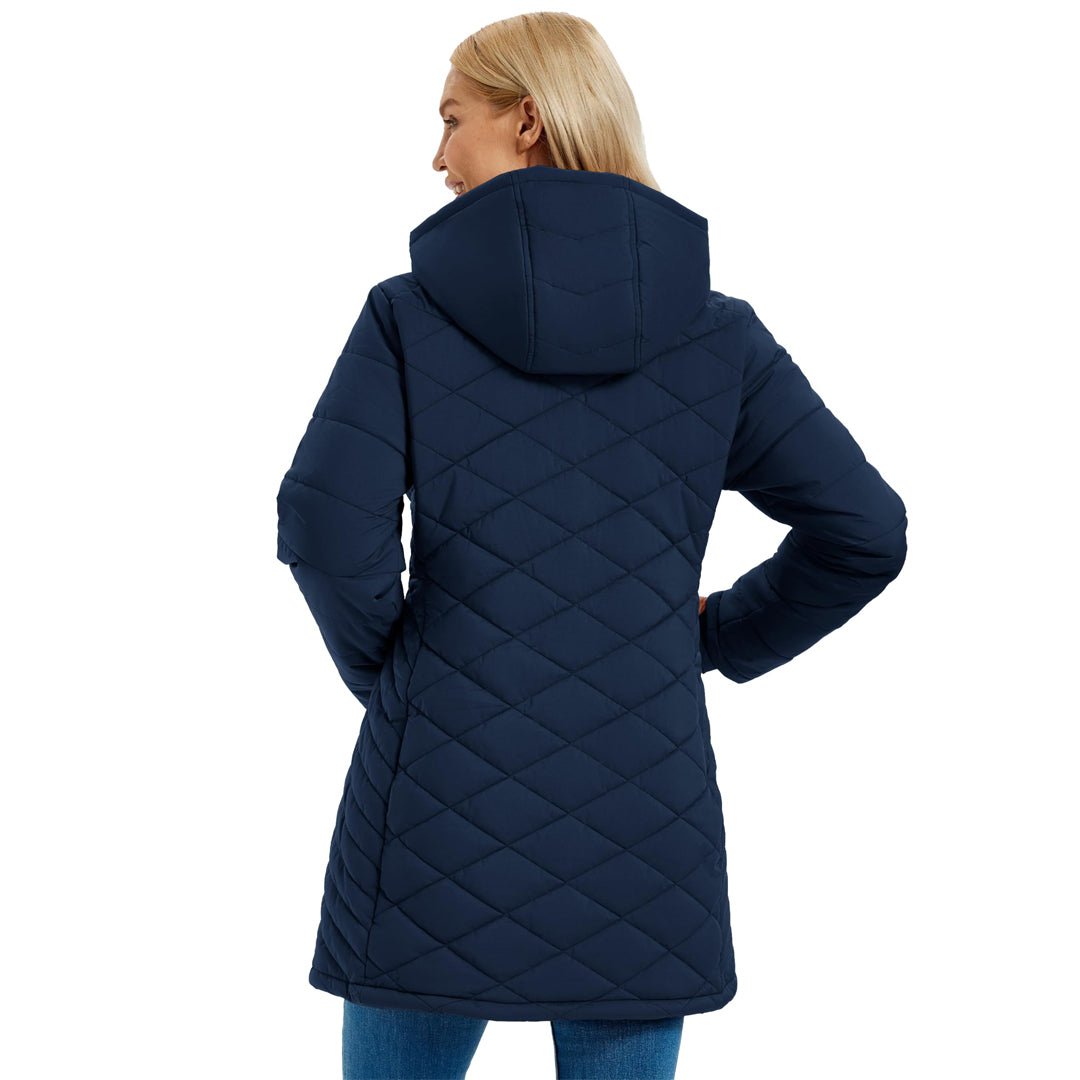 TACVASEN Navy Women's Long Waterproof Puffer Jacket with Hood