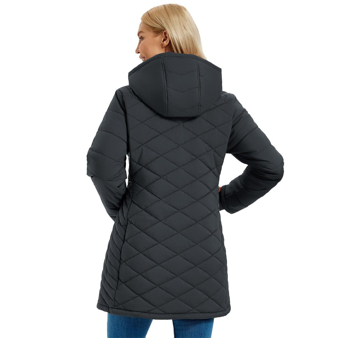 TACVASEN Dark Grey Women's Long Waterproof Puffer Jacket with Hood