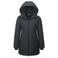 TACVASEN Dark Grey Women's Long Waterproof Puffer Jacket with Hood