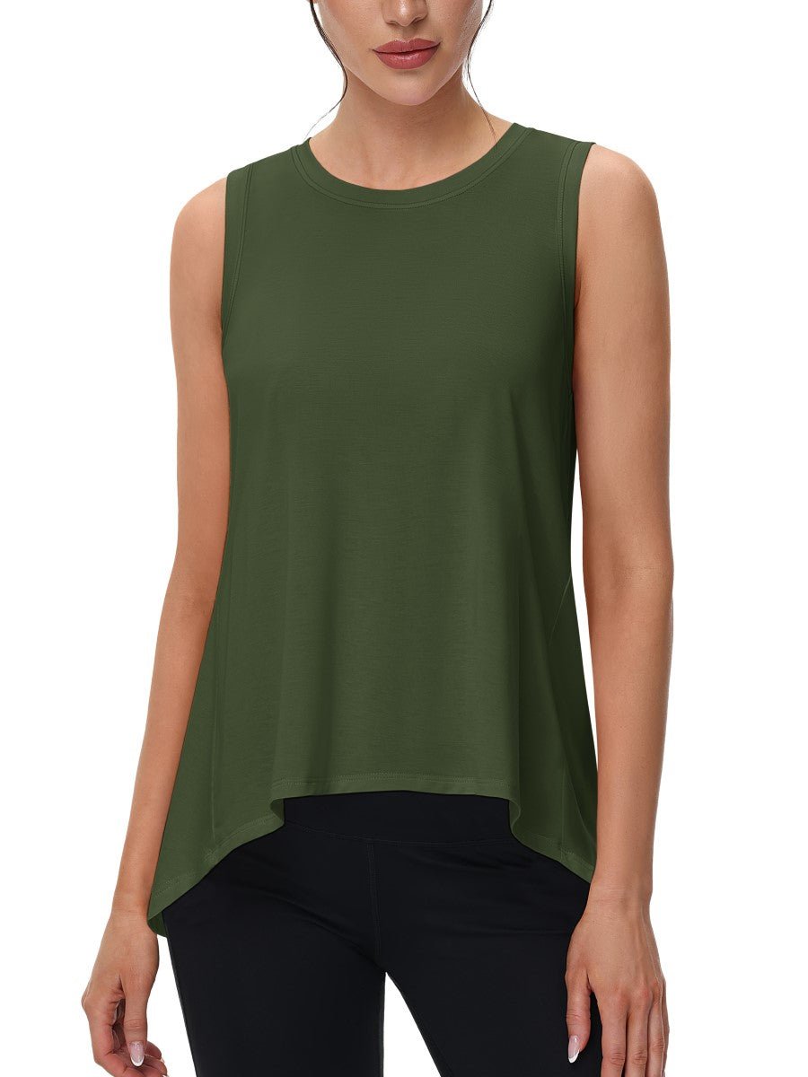 TACVASEN Army Green Women's Loose Fit Workout Tank Tops