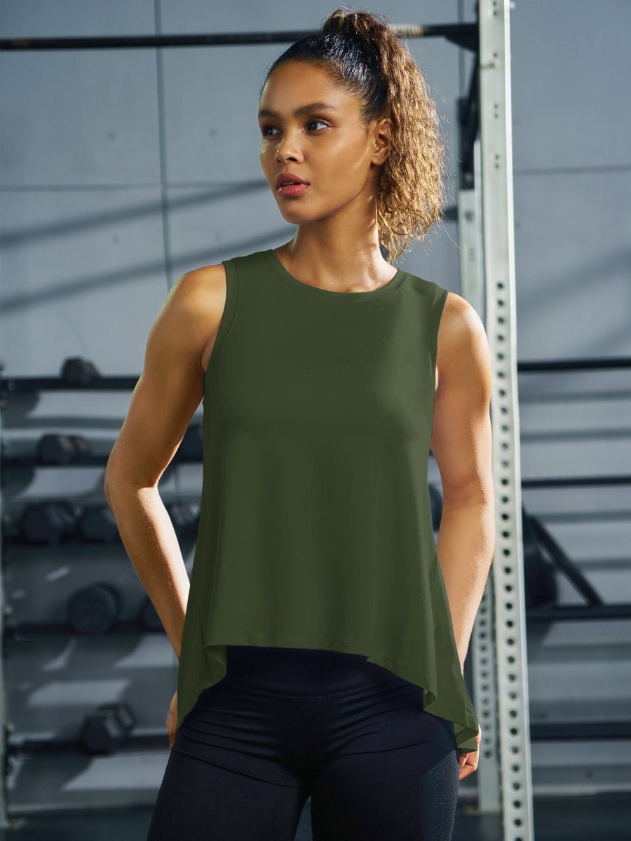 TACVASEN Army Green Women's Loose Fit Workout Tank Tops