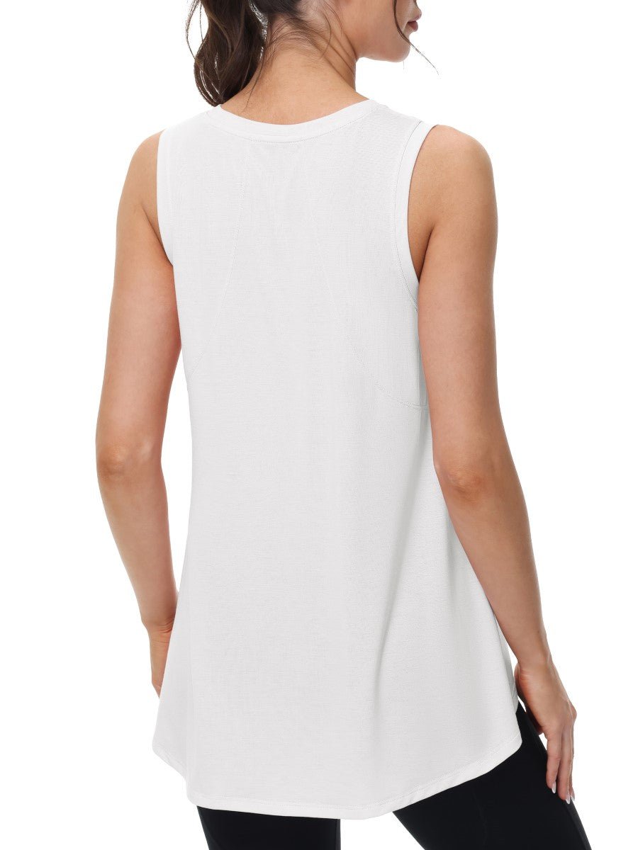 TACVASEN White Women's Loose Fit Workout Tank Tops