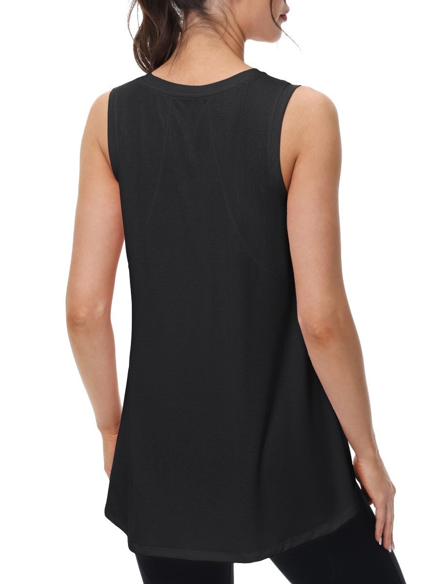 TACVASEN Black Women's Loose Fit Workout Tank Tops