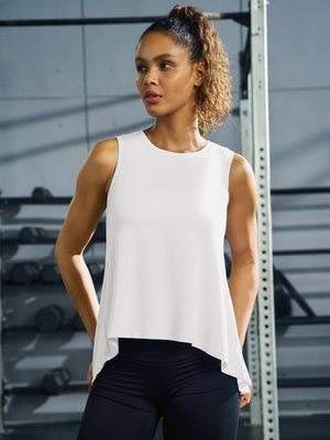 TACVASEN White Women's Loose Fit Workout Tank Tops
