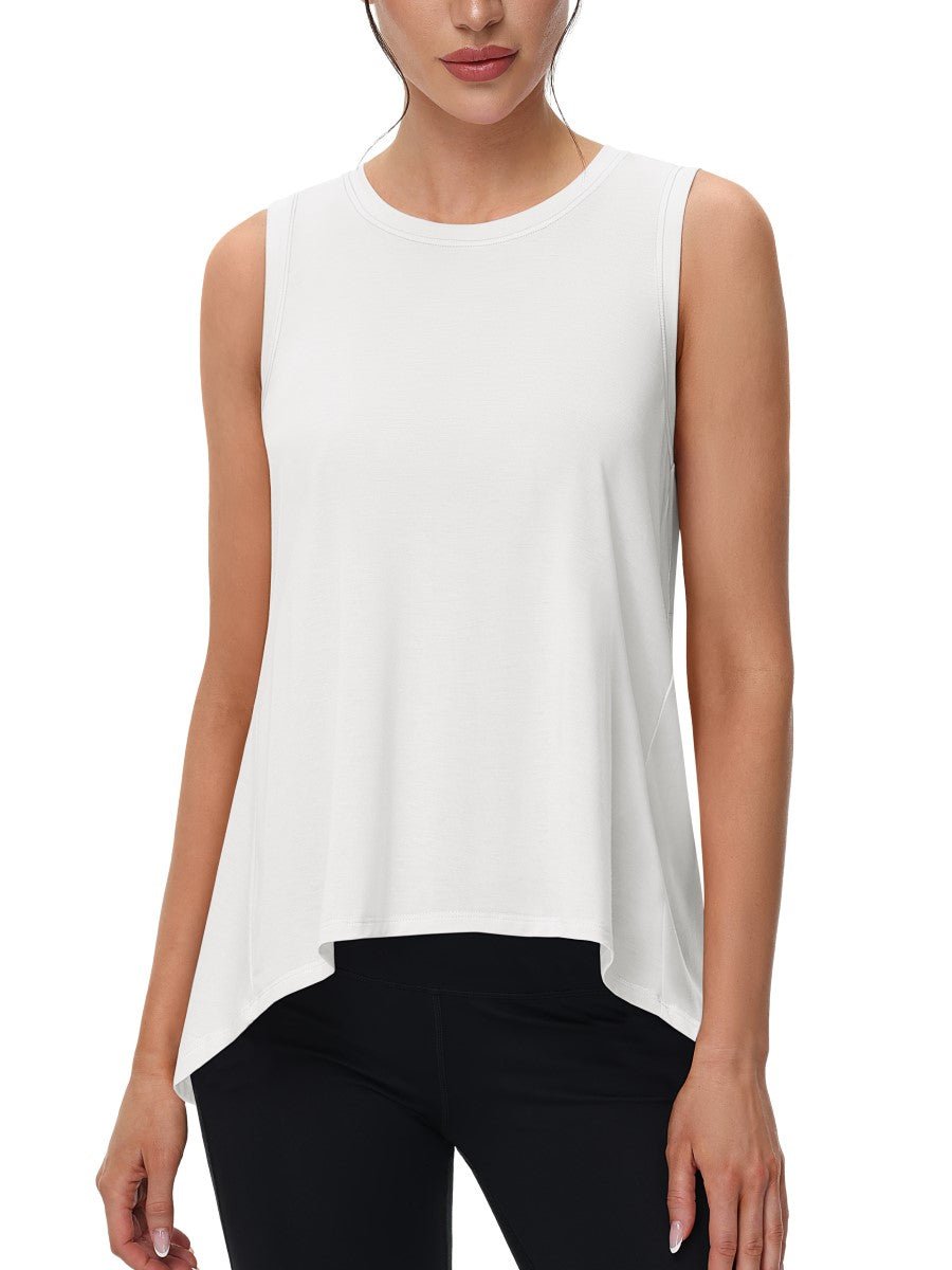 TACVASEN White Women's Loose Fit Workout Tank Tops