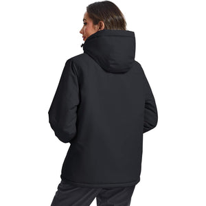 TACVASEN Black Women's Outdoor Waterproof Hooded Warm Winter Jacket